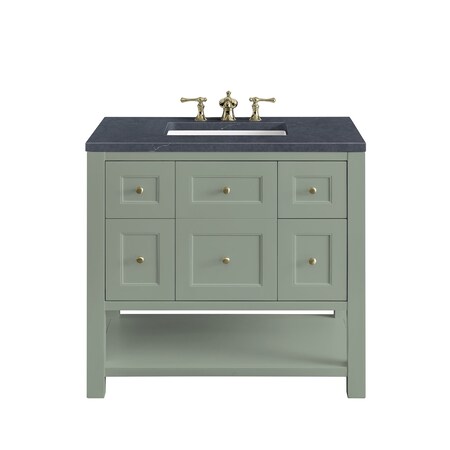 James Martin Vanities Breckenridge 36in Single Vanity, Smokey Celadon w/ 3 CM Charcoal Soapstone Top 330-V36-SC-3CSP